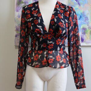 Finders Keepers | Finders Keepers Long Sleeve Floral Top in Navy Floral